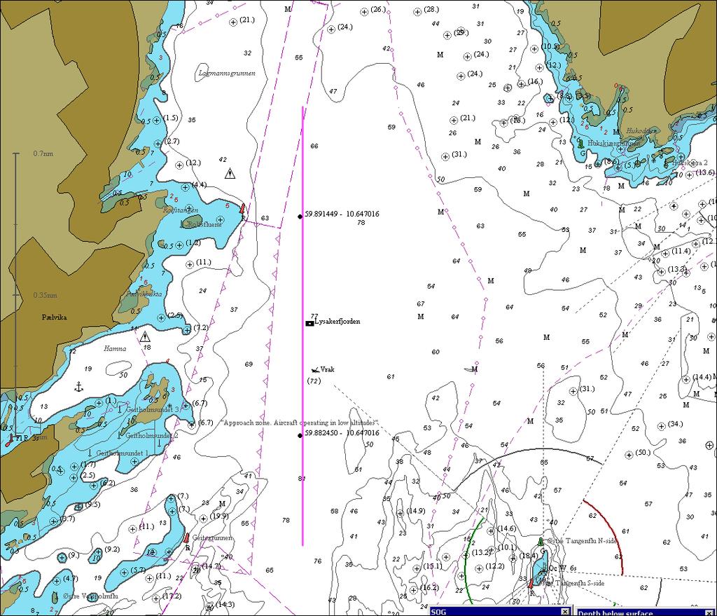 Figur 83. Kart som viser deler av Lysakerfjorden.