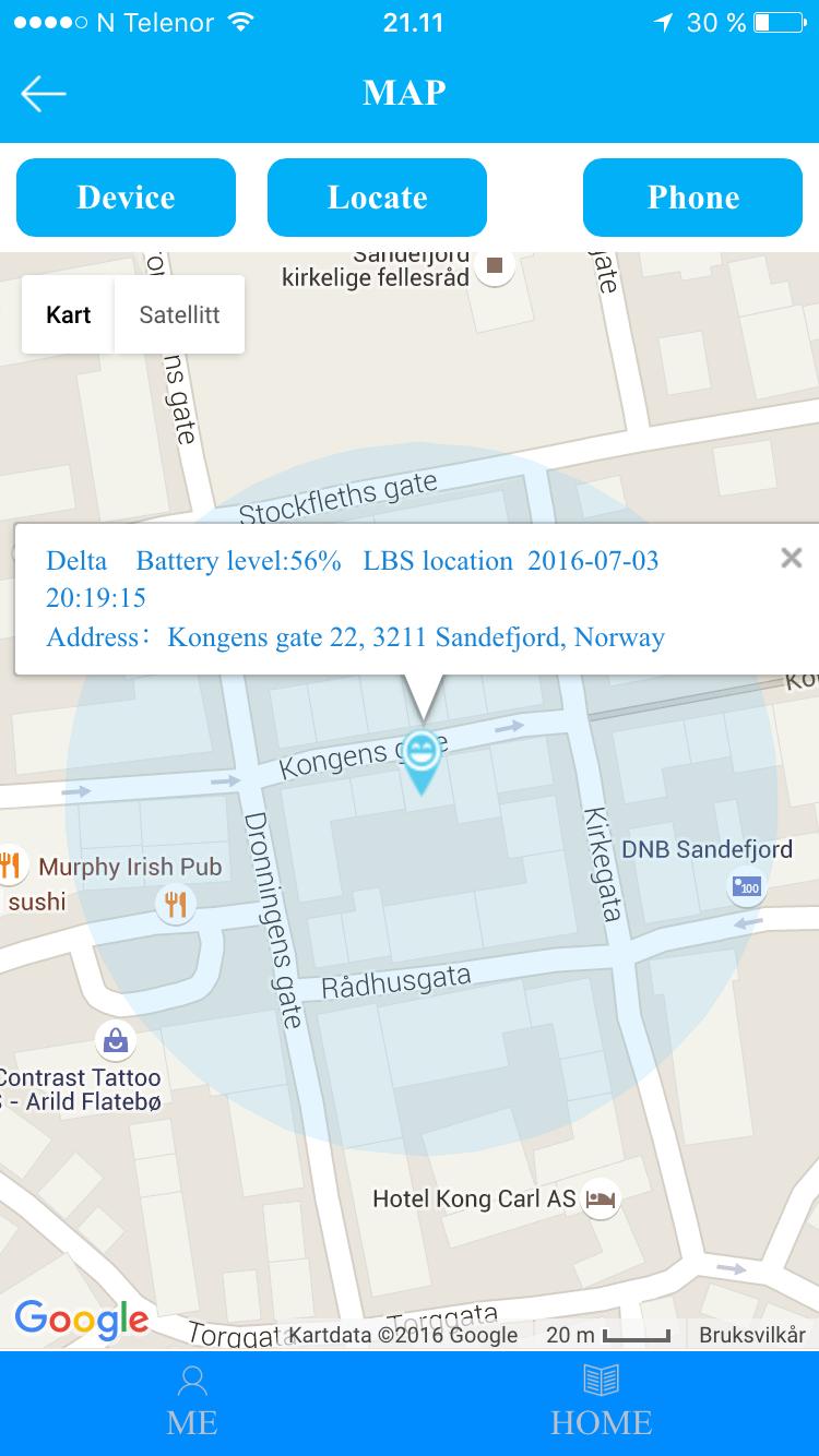 4 Map Kart over hvor klokken befinner seg. 4.1 GPS fungerer ikke så bra innendørs, og vi anbefaler å gå utendørs første gangen du skal bruke klokken.