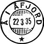 1935 Å I ÅFJORD Innsendt?? Registrert brukt fra 20-3-37 HFK til 11-11-65 OGN Stempel nr.