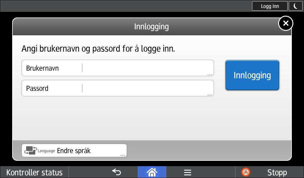 Angi et passord for innlogging, og trykk deretter på [Utført]. 6. Trykk på [Innlogging].