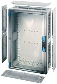 Tomskap med transparent dør, Kan også betjenes av uautorisert personell FP 0440 B 486 x H 306 x D 140 mm Dørlås med håndbetjening ved montert skinne 1 mm Boksstørrelse 4 Med gjennomsiktig dør