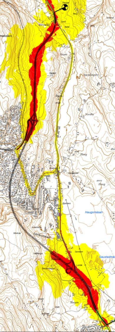 Alternativ 5 tunnel nær jernbanen 4 felt og 80 km/t hele strekningen Løfter all trafikk 20