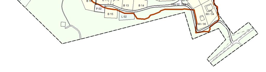 Under) Linjen viser området som er avsatt i arealplanentil boliger Planen gir mulig for å etableres i 2 utbyggingsfaser (Veg 02 og Veg 03) Dette kan øke gjennomføringsevnen for området.