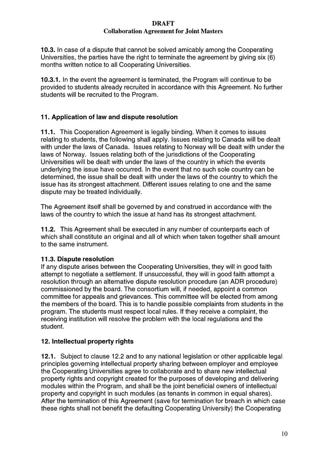 DRAFT Collaboration Agreement for Joint Masters 10.3.