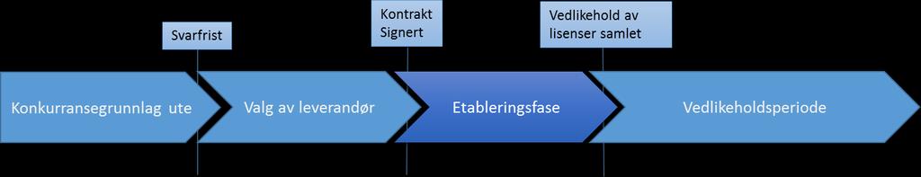 stille for at Leverandør skal kunne ta over den samlede leveransen for programvaren. I tillegg skal etableringsfasen brukes til å etablere samhandlingsrutiner og prosesser mellom leverandør og kunde.