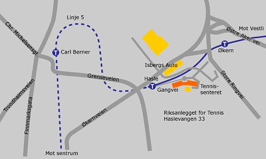 Hvor foregår eksamen? Haslehallen - tennissenter (Hasle stasjon på rute 5:Vestlibanen ). De med spesielle ordninger (Asma,...) sitter på Blindern se hjemmesida.