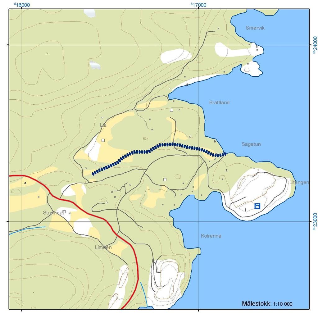 Litjennbekken OBJEKTID 13779706 WaterBodyID 017-41-R Anadrom areal (m2) 300 UTM sone 32 Øst Nord Anadrom