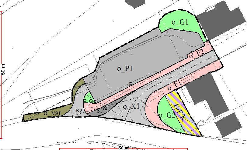 4.1 Trafikkløsning Sjøbergs gate og krysset er utformet med tanke på en best mulig løsning for store kjøretøyer samt trafikksikkerhet. Siktlinjer er avsatt på plankartet.