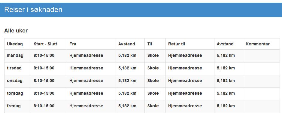 Når du senere logger deg på MinSkyss kommder du til hovedmenyen. Her kan du klikke på Detaljer ytterst til høyre på hver søknad. Detaljer viser mer om søknaden din.