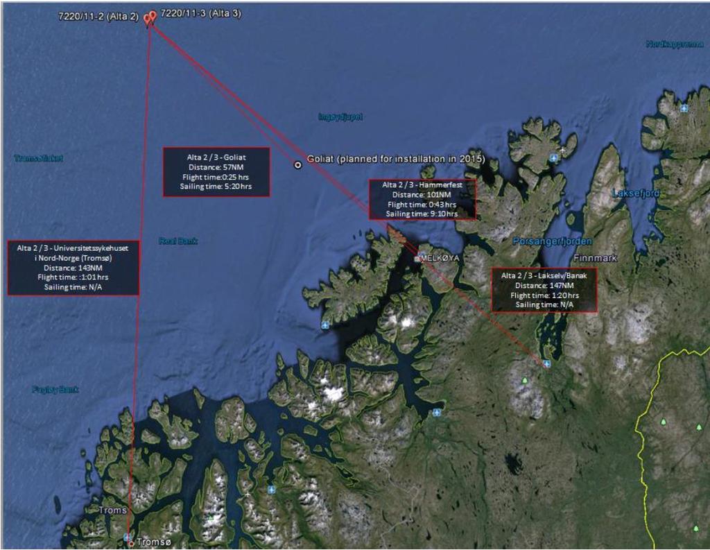 Uke/Dato NOFO flytasking Kartutsnitt Torsdag 07/05 Leteboring: Alta II Operatør: Lundin Rigg: Island Innovator. Posisjon: 72.00,63 N 020.