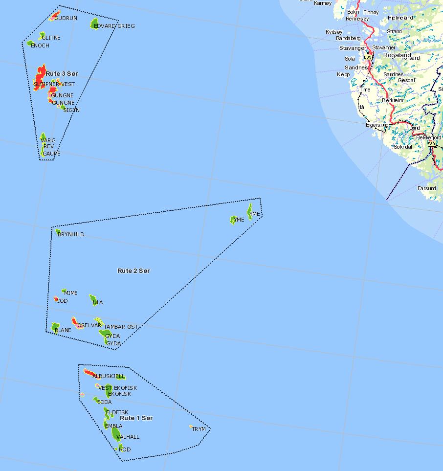 Ruteinndeling Område 1 Sør 59 N Gudrun Edvard Grieg Glitne Enoch Sleipner Gungne Sigyn Varg Rev