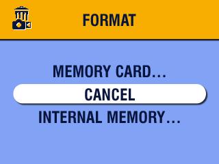 Kapittel 6 Formatere internminne eller SD/MMC-kort FORSIKTIG: Formateringen sletter alle bilder og videoopptak, også de som er beskyttet. Hvis du tar ut kortet under formateringen, kan det bli skadet.