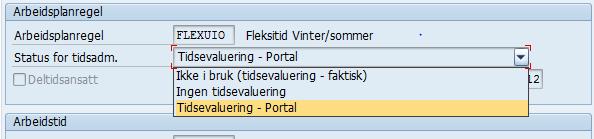 står «ingen tidsevaluering» meld fra til lønn.