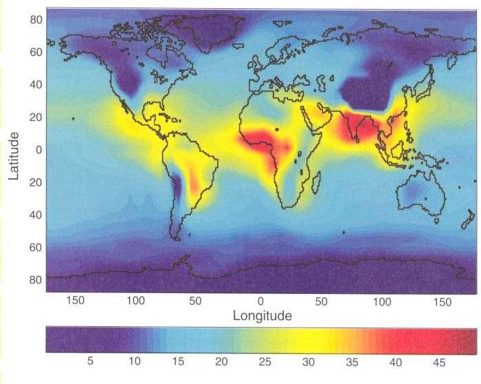 Modellberegnet ozonøkning fra 2000 til 2100 som følge av økning I utslipp av forurensningsgasser Basert på økning i utslipp av forurensningsgasser kan lede til høye ozonverdier ved bakken Gi et