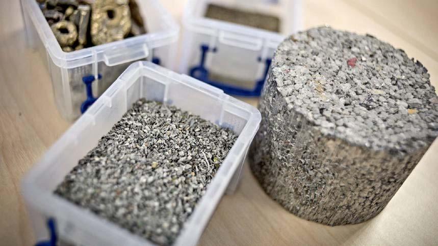 Dette er metall fra avfall fra Bingsa som ble kjørt gjennom et sorteringsanlegg i Nederland som en test. Se flere bilder over.