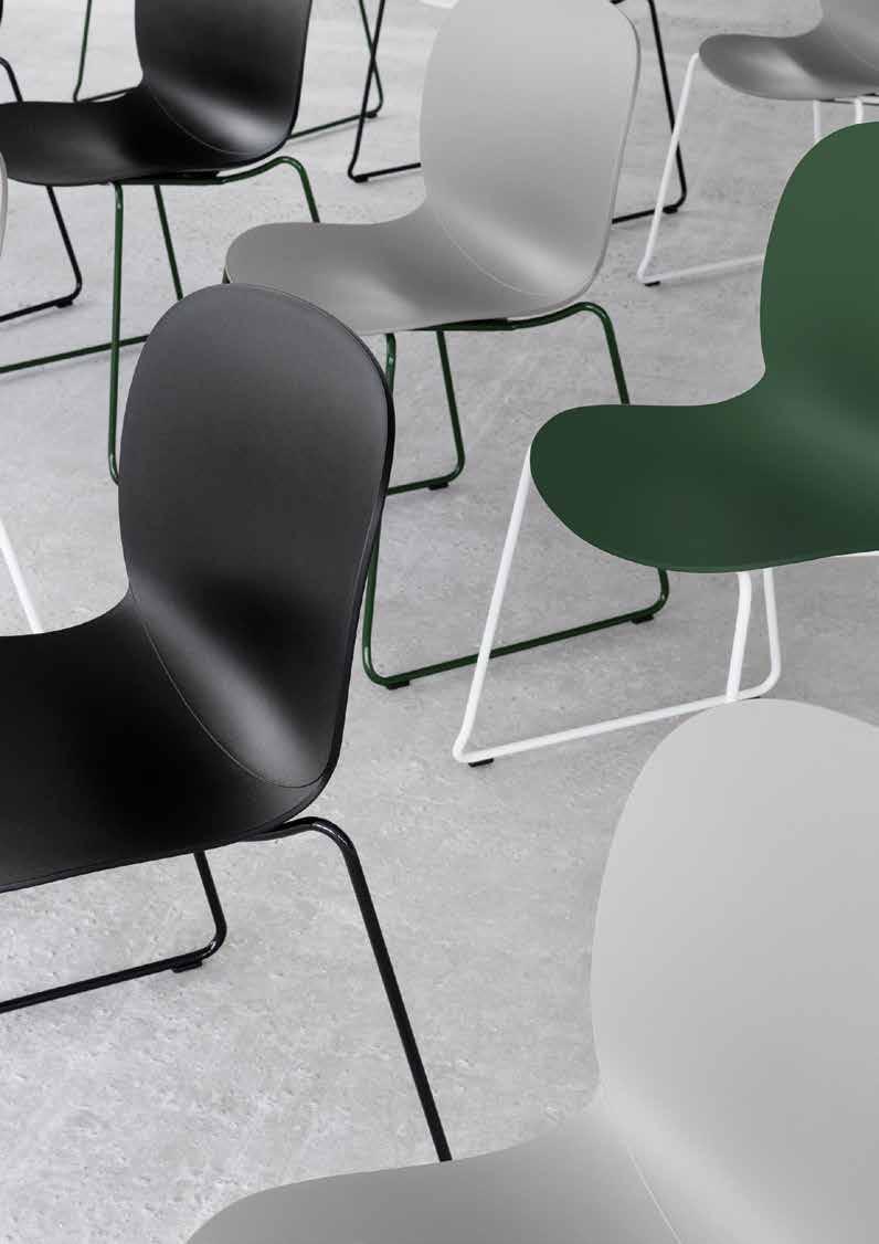 RBM NOOR THE CHROME-FREE ALTERNATIVE In Scandinavian Business Seating we do not approve the use of chrome surface treatment on frame or legs of all our new products, tables and chairs.
