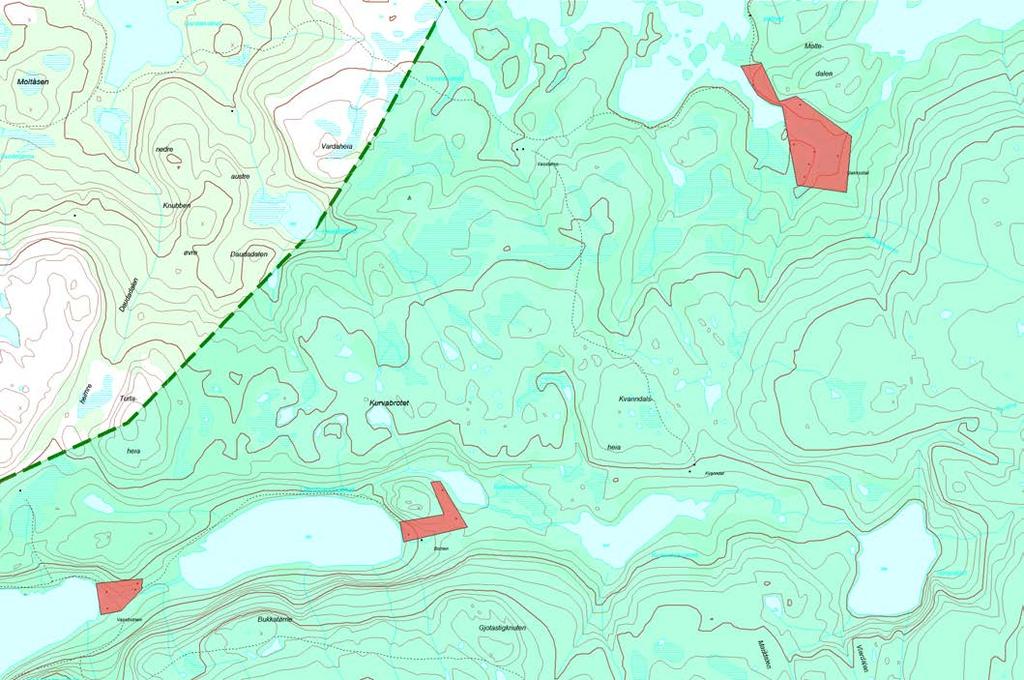 7.1.3 Temakart for moglege hytteområde i Vormedalsheia landskapsvernområde Setesdal Vesthei - Ryfylkeheiane landskapsvernområde