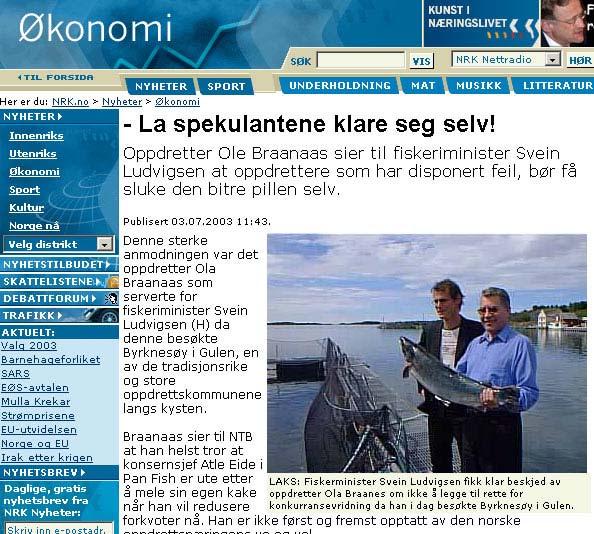 legges det ikke opp til vekst i fôrkvotene, men denne legges stabilt på 2003