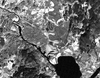 Landsat-bilde fra samme område Radaren