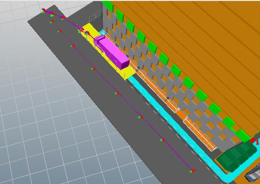 Bildet under viser hvordan langtransport kjøretøy skal navigere seg inn på Lastesone 2, man kan også se at dette skjer