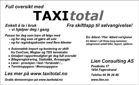 Vi har overtatt Taxibutikken i Stavanger og er nå landets største uniformsbutikk for taxibransjen drosjekjørte biler av alle merker ønskes kjøpt. ARVE EGGEN 7090 STØREN Mobil: 916 71 866 www.