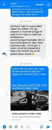 16 < TAXI 3-2017 TAXI 3-2017 > 17 Høyre vil avskaffe taxi overalt, alltid Høyre vil fjerne behovsprøvingen for drosjer i sitt vedtatte program for neste periode.