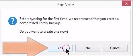 (Compressed library backup): Vi anbefaler at du svarer ja