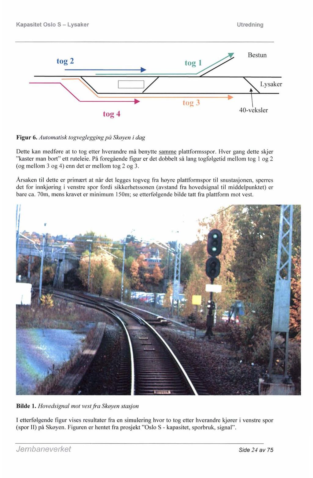 Kapasitet Oslo 5 - Lysaker tog 2 tog~ Bestun ~ ~ ~ ~. -+~L_Y_S_ak_er tog 4 tog 3 40-veksler Figur 6.