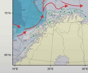 Vi skil gjerne mellom tre vassmassar; kystvatn, atlanterhavsvatn og arktisk vatn. Kystvatnet kjem inn i Barentshavet langs norskekysten og følgjer kysten vidare austover.