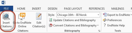 Klikk Insert Citations 3.