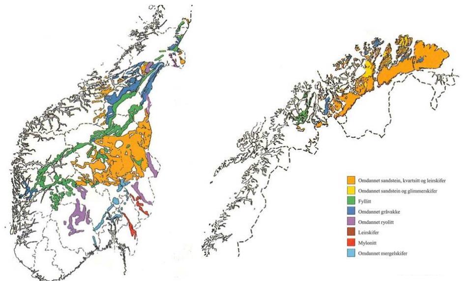 11 Skademekanismer Figur 11.3 Kart over alkalireaktive bergartforekomster i Norge.