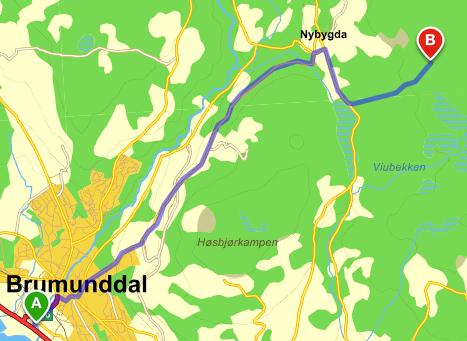 VEIBESKRIVELSE Start Nils Amblis veg 1, Brumunddal, Ringsaker stopp Vollkoia, Ringsaker Kjørestrekning: 11.1 km Kjøretid ca: 14 min 1. Start retning nord på Strandvegen, kjør 113 m 2.