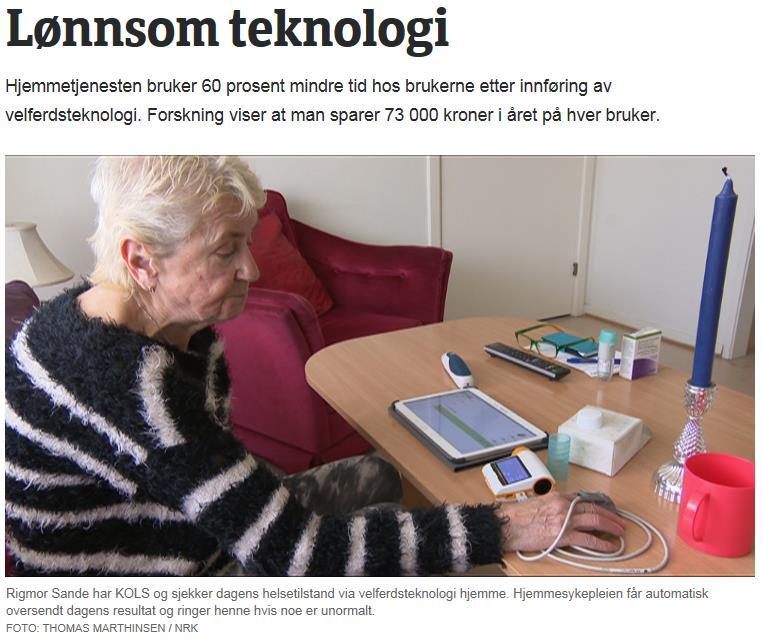 Oslo Lovisenberg sykehus Teknologi: Nettbrett, vekt, blodtrykk, O2metning, glucosemåler, Bluetooth 3 oppfølgingstjenester i 4 bydeler (+ trygghetsalarmer) Ordinær dagtid 210 brukere: