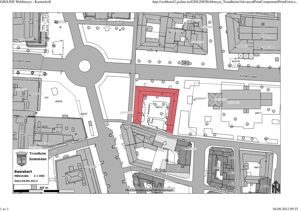 Trondheim Eiendom Side 4 av 5 3 TOMT OG OMGIVELSER 3.1 Tomteforhold Eiendommen ligger sentralt i Trondheim by, på sørøstsiden av torget og vest for Vår Frue Kirke.