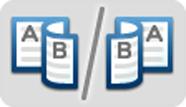 Bruke ulike funksjoner > Funksjoner Kopiering Skriver ut -sidige originaler til 2-sidig, eller 2-sidige originaler til -sidig. Velg innbindingsretningen for originale og ferdige dokumenter.