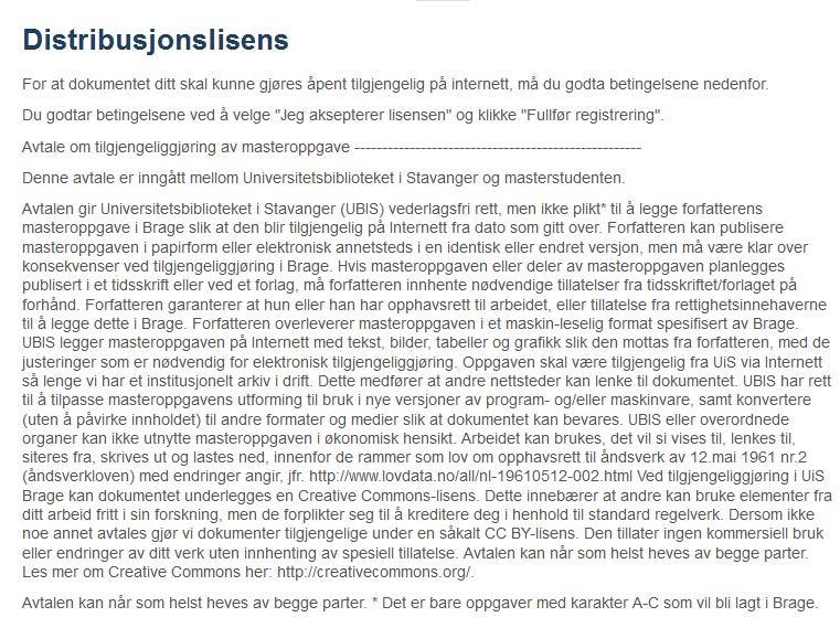 Du godtar betingelsene ved å klikke på knappen "Jeg aksepterer lisensen" og "Fullfør registreringen".