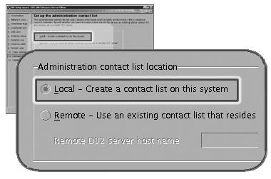 Kontaktopplysningene blir brukt a DB2 for å sende meldinger og arsler til den systemansarlige. Du kan oppgi parametere for meldinger og arsler når installeringen er ferdig.