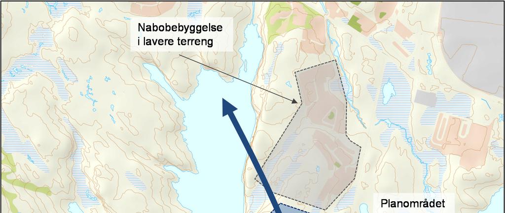 Vurdering av lokale vindforhold i planområdet Lokale vindretninger og hastighet for planområdet Vindretning og vindhastighet på et konkret sted påvirkes av det lokale terrenget.