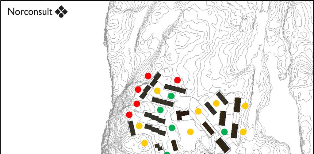 Overordnet vurdering av vindkomfort Forventet vindkomfort på forskjellige steder i planområdet vises i figur 18.