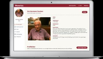 Nettsiden og appen Memoria består av en nettside og en app for nettbrett og mobil. Appen og nettsiden ser ganske lik ut bortsett fra at du på nettsiden vil finne flere redigeringsfunksjoner.