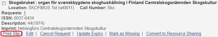 4. Du har nå gitt systemet beskjed om hvilket nummer som skal plukkes fra hyllen, og angitt i notefeltet at det skal være en kopi.