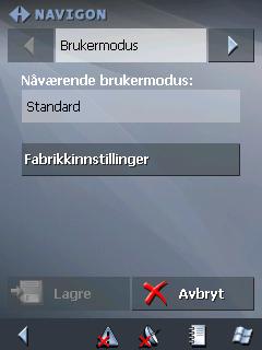 Skjermbildet BRUKERMODUS åpnes: I knappen Nåværende brukermodus ser du hvilken modus du befinner deg i nå. 3. Trykk på Nåværende brukermodus for å skifte til den andre modusen.