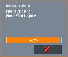 3. Velg Simulering. Ruten beregnes på nytt til simuleringen. Etter beregningen starter simuleringen. Stoppe simulering Simuleringen kan avsluttes når som helst. 1. Trykk kort på kartet.