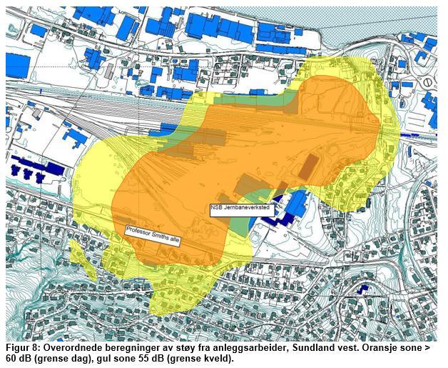 Sundland Vest: Støysonekart er oppdatert, og tunneldrift ved Sundland Trafo er beskrevet og tatt inn i beregningsgrunnlaget.