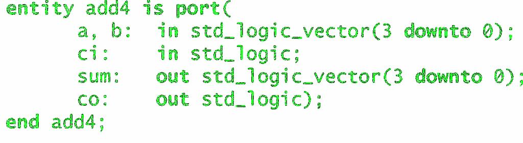 Ports Hvert I/O-signal i en entity declaration blir referert til som port, analogt til en pinne i et skjema eller en pinne på en IC (integrert krets)