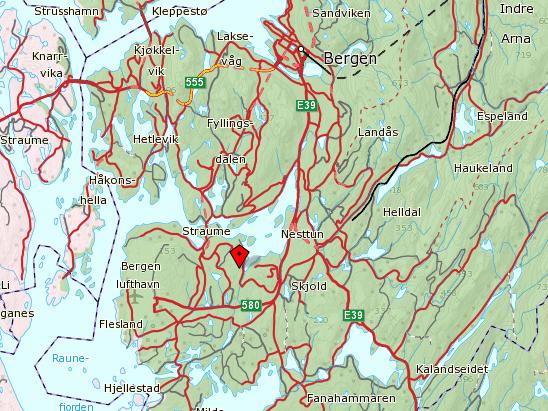 Figur 2. Planområdets (rødt symbol) plassering i landskapsregion og underregion (Skog og landskap, 2015) Planområdet ligger ved sørvestenden av Nordåsvannet og vender nordover mot vannet.