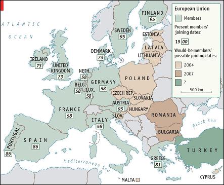 EØS: Markedsadgang til vårt viktigste marked EU og EØS utvides i 2004 med 10 nye medlemsland Folketallet i EU øker fra