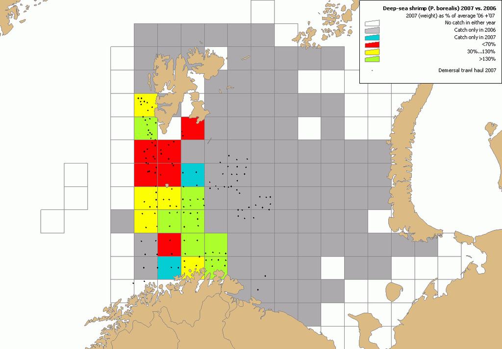 Rekefangstene viser variasjoner i forhold til 2006.