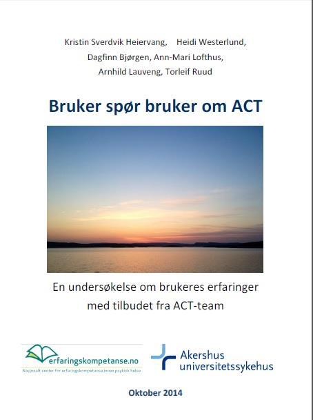 Evaluering Bruker Spør Bruker i ACT team i Norge. Delprosjekt innenfor evalueringen av ACT team i Norge.
