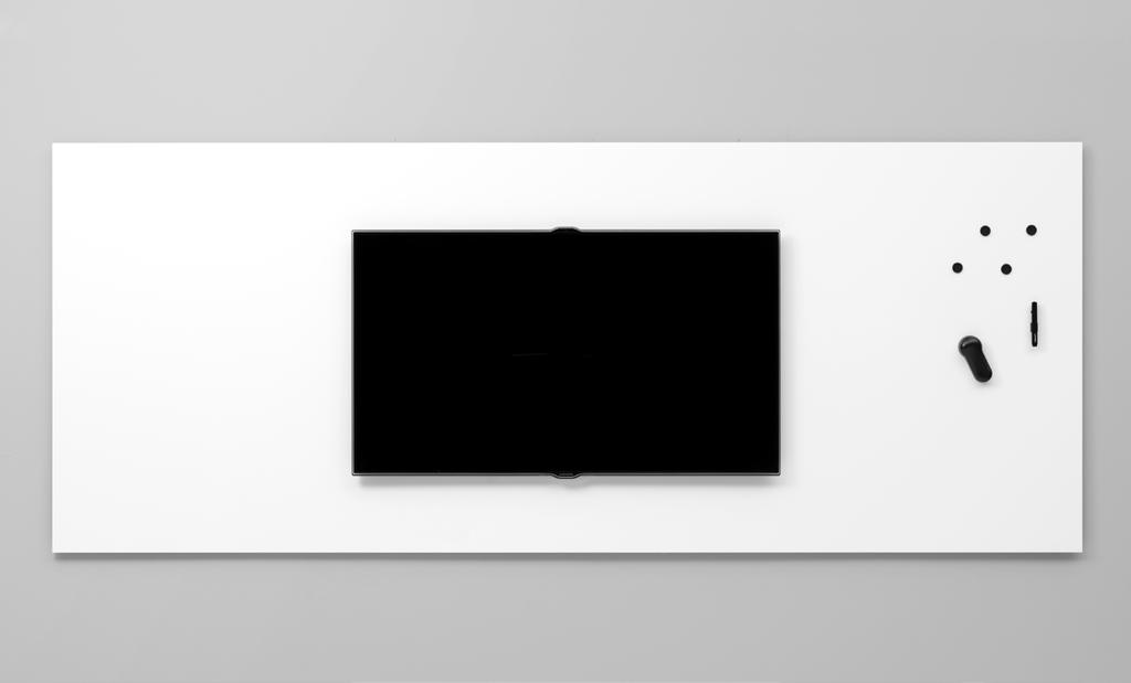 Osnes Produktkatalog 2017 Til index Skrivetavler Whiteboard Air TV Whiteboard med emaljert magnetbærende skriveflate, utarbeidet for opphenging av TV-skjerm.